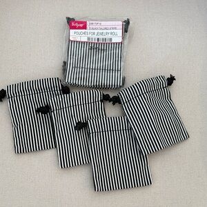 Thirty-One Black and White Striped Jewelry Pouches